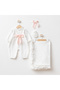 Kate Bow Detailed Lace Covered Organic 4-Piece Hospital Discharge Set for Newborn Baby Girl - 2