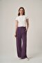 Women's Striped High Waist Trousers Plum 31419