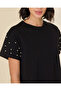 Women Black Embellished T-shirt - 4