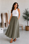 Women's Tencel Fabric Skirt with Elastic Waist and Pocket Detail - 4