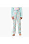 Cotton Round Neck Long Sleeves Pyjama Set with Butterfly Print - 3