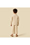 Collared Neck Long Sleeve Shacket and Pants Set with Pocket - 4