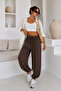 بنطلون شالوار بني فضفاض للنساء - 2
