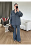 Anthracite Tencel Shirt Blouse Pants Set - 7310