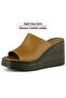Valery Plus Tan Genuine Calfskin Wedge Heeled Slippers - 4