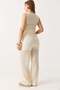 Women's Openwork Trousers and Crop Blouse Double Set Ecru Unlined - 5