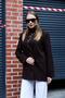 Women's Oversize Sporty and Stylish Single Button Jacket Brown - 3