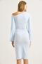 Lycra Soft Flounce Sleeve Stylish Dress Blue - 6
