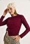 Women's asymmetrical blouse with side ruching - burgundy - 7