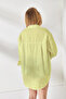 Women's Light Yellow Oversize Woven Shirt with Button Detail on the Sides Gml-19001004 - 4