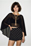 Women's Black Boat Neck Bat Sleeve Transparent Chiffon Blouse Db261015 60286363
