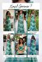 Women's Tie-Dye Patterned One-Shoulder Long Evening Dress with Floral Detail Green, Purple, Blue - 8