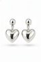 White Color Heart Dangle Ball Earrings - Brass Women's Jewelry Accessory
