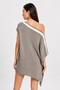 Glittery Ribbed Knitwear Asymmetrical Knitwear Poncho Tunic - 5