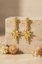 Yellow Color Dangle Women's Earrings with Polar Star Design - 5