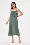 Khaki Italian 100% Linen Dress with Tassel Collar and Adjustable Straps, Size 38 - 44 - 2