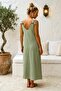 Mint Strappy Tie-Up Half-Lined Bird-Eye Casual Muslin Long Woven Dress 0 0 - 5