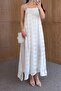 White Embroidered Strappy Long Dress 3437 - 4