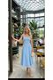 Women's Thick Strap Square Neck Midi Length Flared Dress