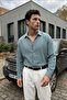 Yurin Men's Premium Muslin 100% Cotton Oversize Turquoise Long Sleeve Shirt - 3