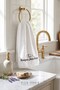 100% Cotton Embroidered Design Bonjour Mon Ame Written Pattern Hand and Face Towel 50X90 cm - 4