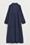 Large Size Cupra Suede Overcoat - Navy Blue - 4