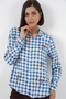 Women's Patterned Oversize Viscose Shirt 1502 - Blue - 3