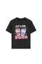 Printed Black - White - Anthracite 3-Piece Children's T-Shirt 100% Cotton Short Sleeve Knitted Crew Neck - 3