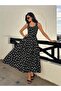 Women's Polka Dot Patterned Long Strap Dress - 8