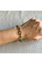 Natural Glass Beaded Gold Tone Bracelet - 2