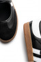 Women's Black Leather Velcro Mary Jane Ballerina Flat Sole Casual Shoes - 5