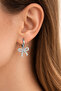Silver Color Zircon Stone Bow Figure Earrings - 5