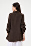 Women's Brown Italian 100% Linen Sequined Ring Stripe Oversize Linen Shirt Size 40 - 46 - 4
