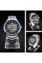Silver Men Watch Skeleton Dial Stylish Stainless Steel - 2