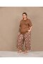 Arias Closet Large Size Viscose Stylish Design Brown Lip Pattern Short Sleeve - Ssssss9932-9 - 2