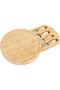 Round Cheese Board with 4 Stainless Steel Knives, Hidden Cutlery Drawer, Bamboo Wood Charcuterie Board