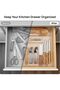 Expandable Silverware Organizer, Clear Plastic Food-Safe Cutlery Flatware Organizer - 3