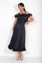 Women's Chiffon Fabric Flounce Detailed Lined Midi Dress - 3