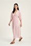 Women's V-Neck Elastic Waist Balloon Sleeve Lined Long Dress Ru-3075 - 6