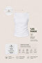 Women's Side Gathered Back Detailed Athlete T-Shirt Double Set (95% Cotton), (White, Grey) - 2