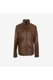Men's Epaulet Collar Double Pocket Genuine Leather Coat Kdk-2052