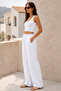 Women's White 100% Cotton Muslin Woven Relaxed Straight Pants