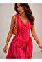 Sunset Fuchsia Striped V-Neck Summer Maxi Dress - 6