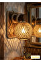 Handmade Wicker Wooden Wall Sconce with Rope Rustic Bohemian Wall Lamp Decorative Living Room Bedroom Hallway Cafe Office Lighting