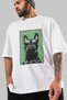For Dog Lovers 35 Front Dog Print White Oversize T-Shirt 100% Cotton Unisex Dog Lover Premium Design - 3