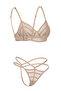 Vespera Aura - Nude Color Thin Tulle and Ribbon Detailed Bra Set - 5