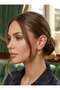 Brass Zircon Stone Flower and Moon Model Gold Color 3-Piece Earring Set - 2