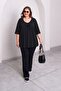 V-Neck Drawn-Fitted Basic T-Shirt - 2
