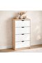 Maguri Shoe Rack 24 Pairs With 4 Door - White & Natural