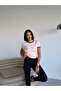 Women's Powder Short Sleeve Crew Neck Single Jersey Fabric Blouse - 4